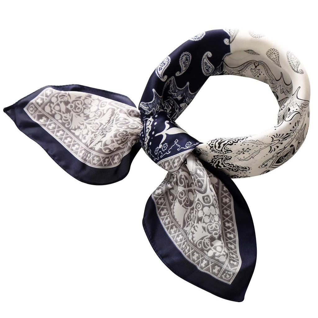 [Australia] - RIIQIICHY Women's 70cm Like Silk Satin Square Floral Print Hair Head Small Scarf Neckerchief A-21 