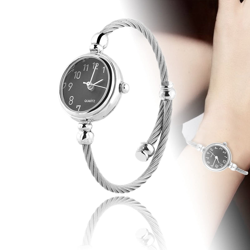 [Australia] - Women Quartz Watches, Female Analog Round Alloy Strap Open Bracelet Wristwatch, Suitable for Ladies/Girls with Small Wrists #03 