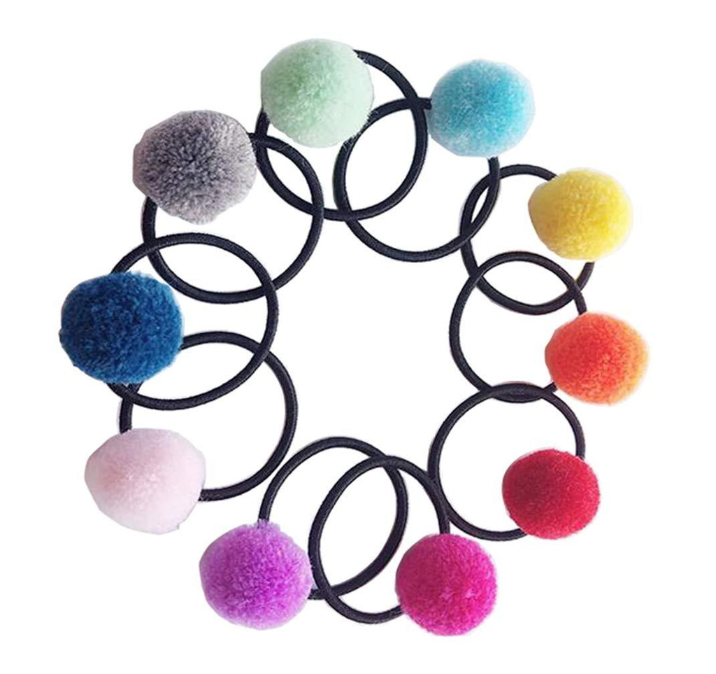 [Australia] - 10PCS Cute Small Pom Balls Elastic Hair Ties Rubber Bands Ponytail Holder Hair Ring Rope Hairband Hairdressing Scrunchie Styling Accessories for Baby Kids Girls(Color Random) 