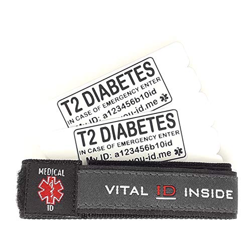[Australia] - Diabetes Bracelets Type 2, Diabetic Bracelet Type 2, Diabetic kit Bag Essential, Diabetes ID Bracelets, Diabetic Wristbands Type 2 for Fast Awareness, Medical ID for Men Women Child Adult Teen Charcoal 