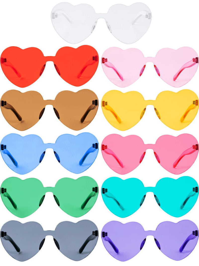 [Australia] - Heart Shaped Love Rimless Sunglasses One Piece Transparent Candy Color Frameless Glasses Tinted Eyewear Thick Slices (11 Pairs Color G) 