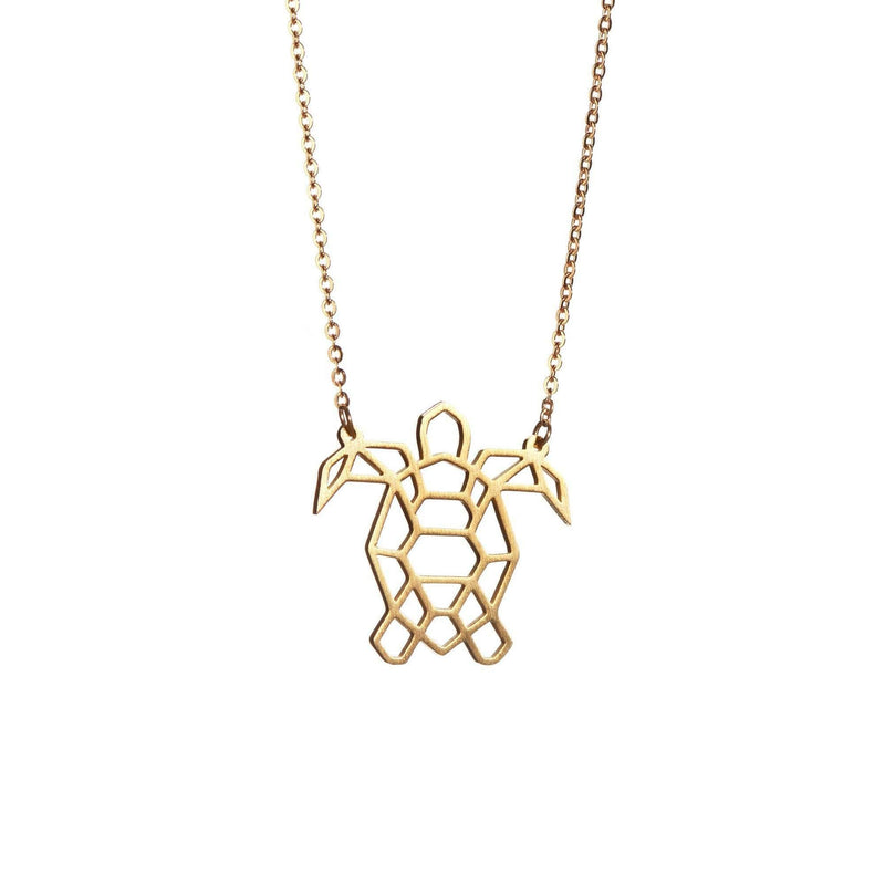 [Australia] - La Menagerie Turtle Gold Origami Jewellery - Gold Geometric Chain Necklace – 18 Karat Plated Gold Necklace for Women & Girls – Stylish Turtle Pendant Necklace 