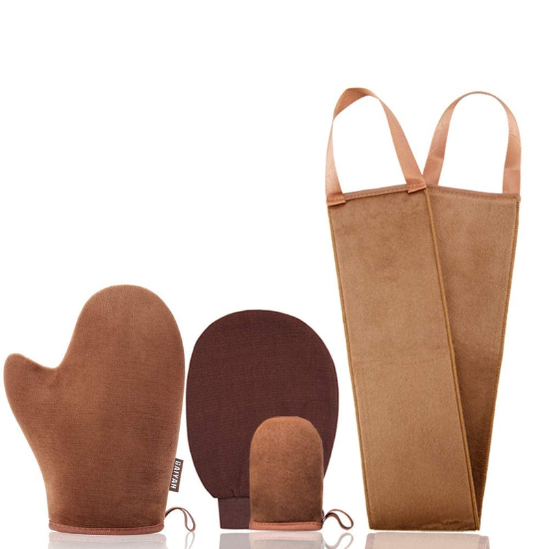 [Australia] - GAIYAH Self Tanning Mitt Applicator Kit, With Lotion Applicator For Back, Exfoliator Glove And Face Tan Mitt, Fake Tan Mitt, Self Tan Back Applicator - Set of 4 