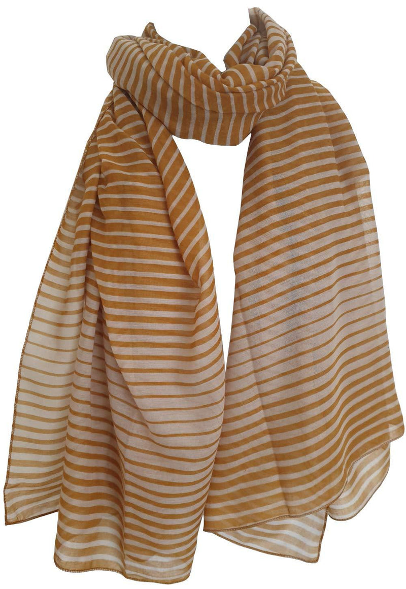 [Australia] - GlamLondon Women's Stripes Printed Scarf Oversize Latest Fashion Multi Wrap Mustard 