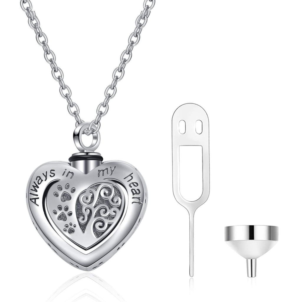 [Australia] - Urn Necklace for Ashes, 925 Sterling Silver Heart Pendant Keepsake Jewellery Memorial Gifts for Women Dog paw urn necklace 