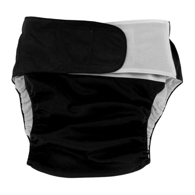 [Australia] - Adult Diaper Pants Incontinence Nappy, Adjustable Washable Dual Opening Pocket Reusable Leakfree Insert Cloth Diapers for Disability Care(Black) Black 
