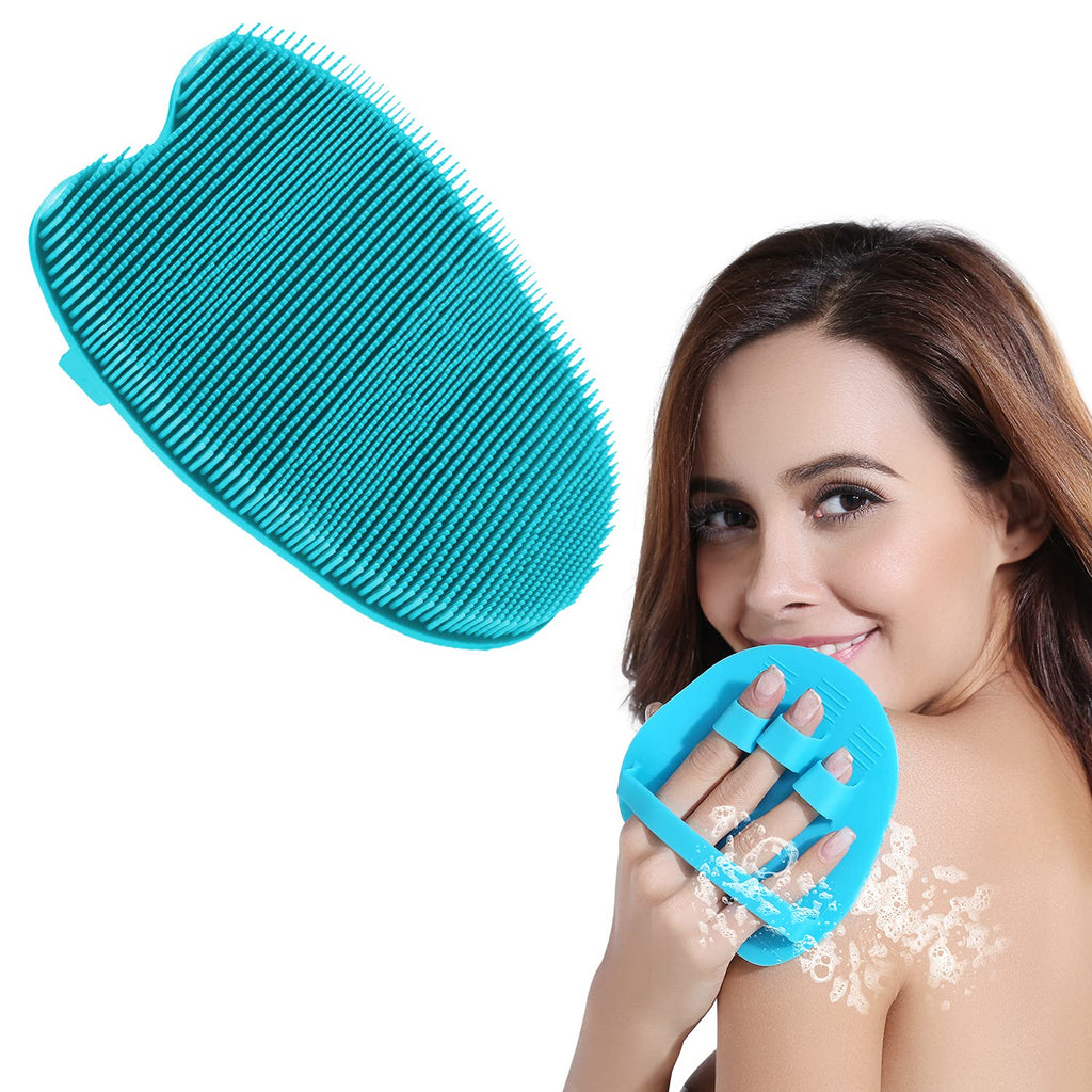 [Australia] - Soft Silicone Body Shower Brush Body Wash Bath Exfoliating Skin Massage Scrubber, Dry Skin Brushing Glove Loofah, Fit for Sensitive and All Kinds of Skin 1Pack Blue 