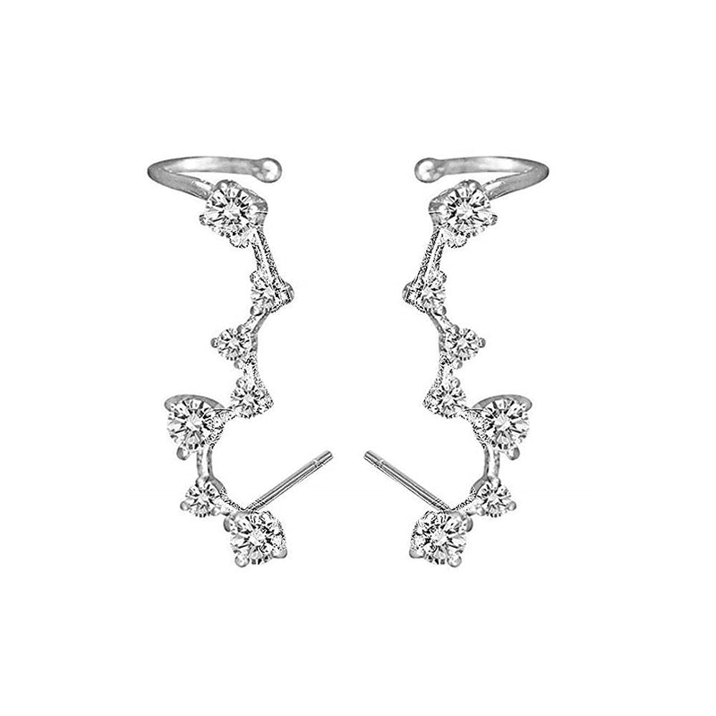 [Australia] - 7 Crystals Ear Climber | Crawler Sterling Silver Stud Earrings for Women Girls Hypoallergenic Jewlary 