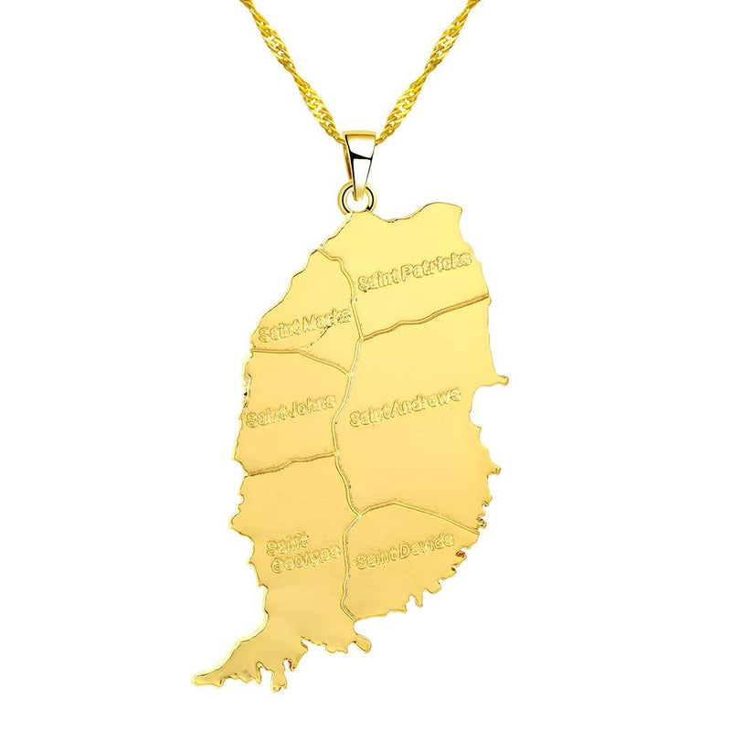 [Australia] - Grenada Island Map Pendant Link Chain Big Size Necklace Gifts for Man and Woman 