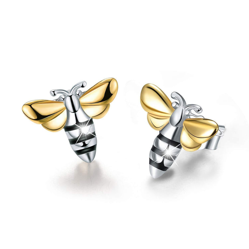 [Australia] - JIANGYUYAN S925 Sterling Silver Stud Earrings Lovely Honey Bee Dangle Earring Stud, Handmade Unique Jewelry for Women and Girls 
