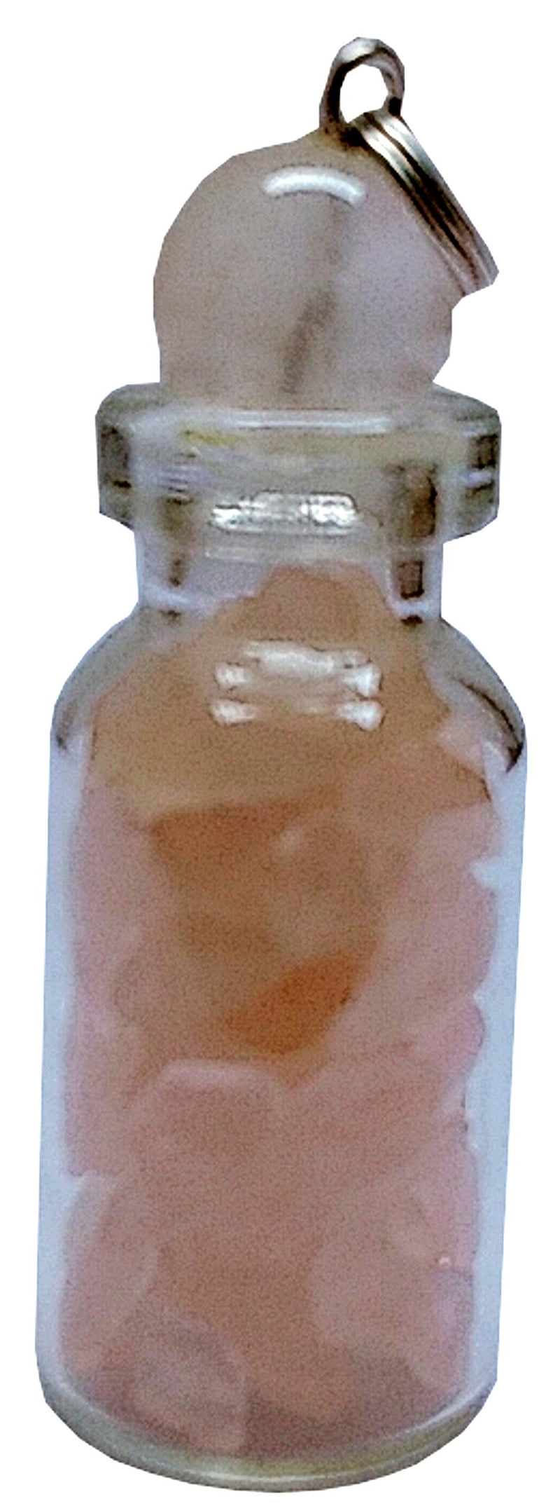 [Australia] - Purpledip Rose Quartz Bottle Pendant: Reiki Energized Natural Crystals, Good Luck Healing Charm (11764) 