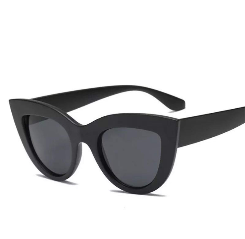 [Australia] - Black Cat Eye Sunglasses Oversized Women Ladies Retro Cat Eye Reflective IBIZA 2021 UK 