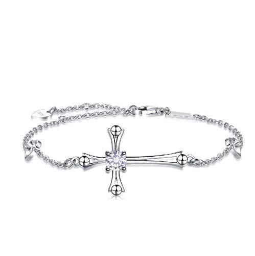 [Australia] - Women Cross Bracelet Religious Jewelry in Good Faith Classic Baptism Gift for Women Girls One Cubic Zirconia Cross Bracelet 