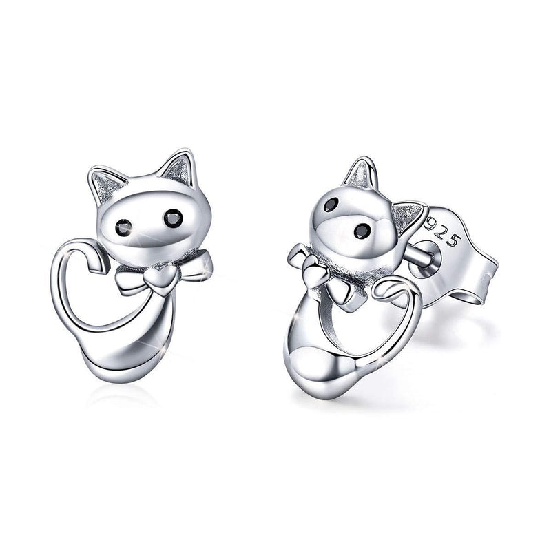 [Australia] - Girl Stud Earrings Sterling Silver Meow Cat Animal Woman Earrings Stud Jewellery 