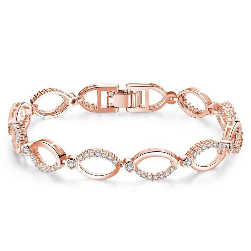 [Australia] - Zolkamery Bangles for Women, White Gold/Rose Gold/Gold Plated with 5A White Cubic Zirconia, Classic Magnetic Bracelet Gift for Ladies Girls Wife on Birthday Wedding Engagement Party Rose Gold 