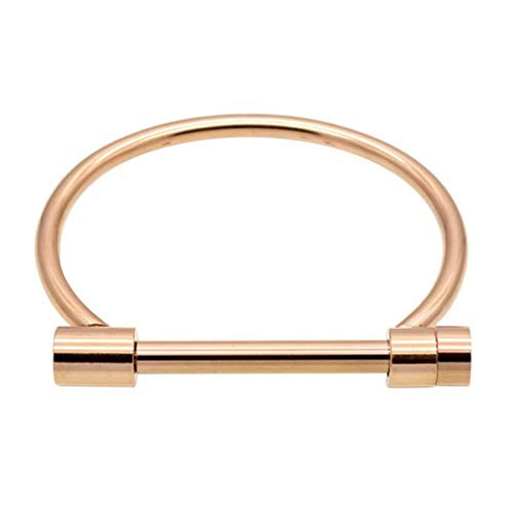 [Australia] - AILUOR Stainless Steel D Shape Bar Screw Shackle Horseshoe Novelty Fashion Bangle Bracelet Jewelry Unisex (Rose Gold) 