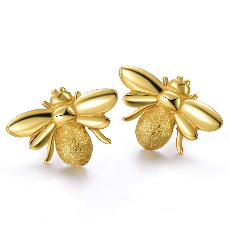 [Australia] - Lotus Fun S925 Sterling Silver Stud Earrings Sweet Honey Bee Stud Earrings Most Popular Handmade Unique Jewellery for Women and Girls Gold 