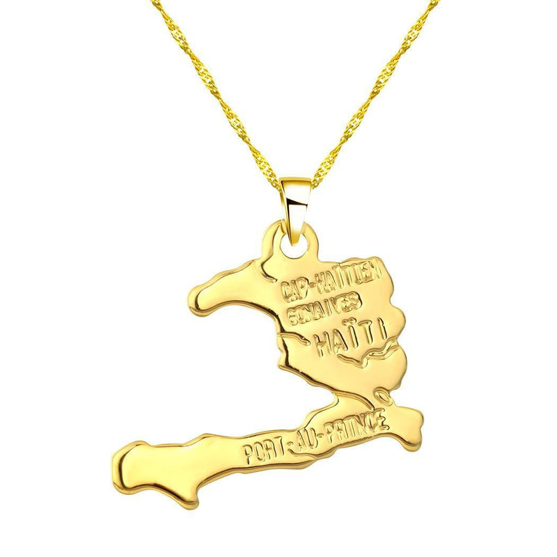 [Australia] - Chandler Haiti Jewelry Haiti Map Necklace Pendants for Women/Girls Ayiti Gold Color Jewelry Gifts Map of Haiti 