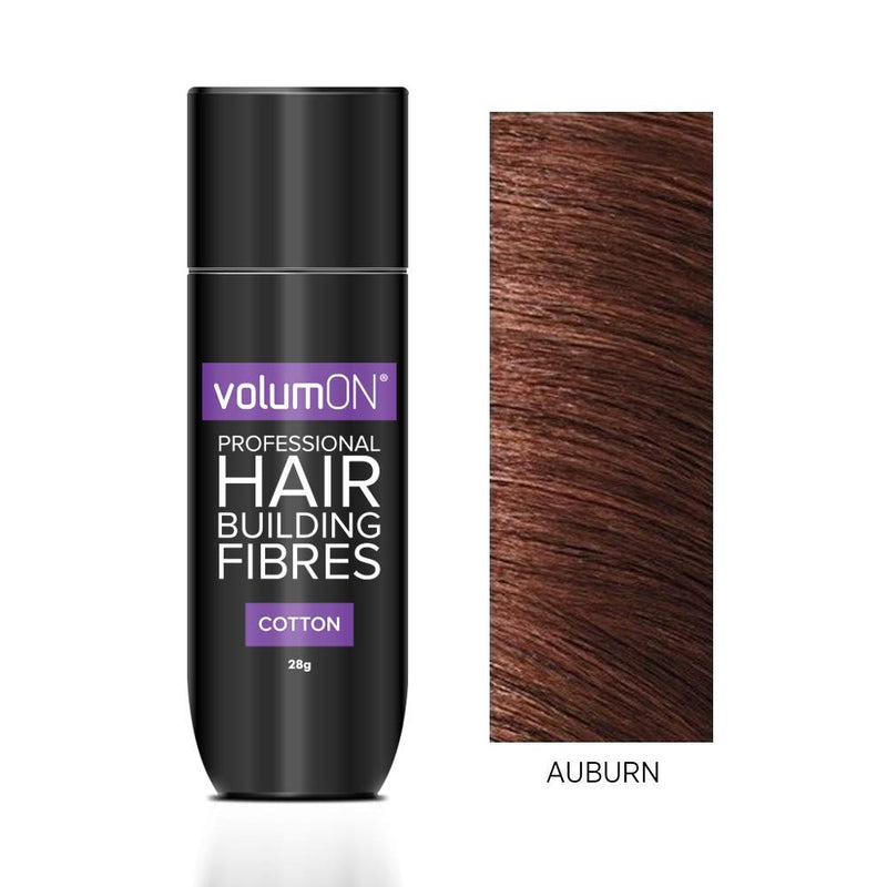 [Australia] - Volumon Professional Hair Building Fibres- Hair Loss Concealer- COTTON- 28g- Get Upto 30 Uses- CHOOSE FROM 8 HAIR SHADES COLOURS (Auburn) Auburn 