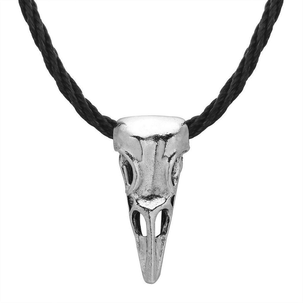 [Australia] - Chandler Handmade Sculpture Crow Head Necklace Women Antique Silver Odin Nordic Vintage Viking Necklace Fashion Men Jewelry 