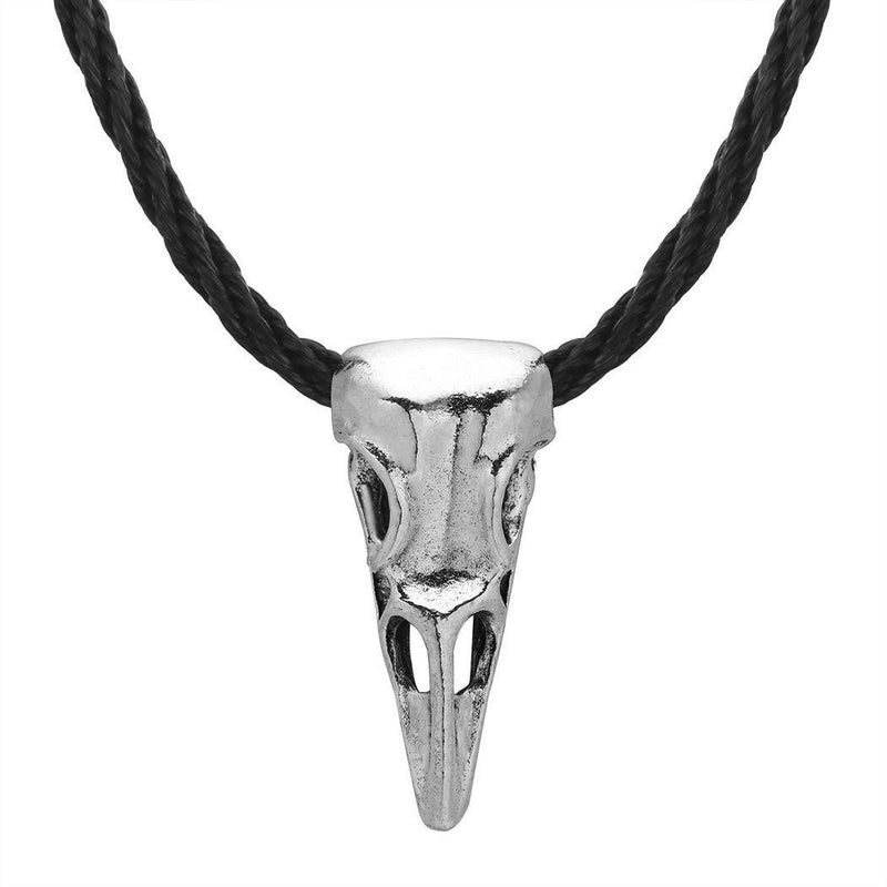 [Australia] - Chandler Handmade Sculpture Crow Head Necklace Women Antique Silver Odin Nordic Vintage Viking Necklace Fashion Men Jewelry 