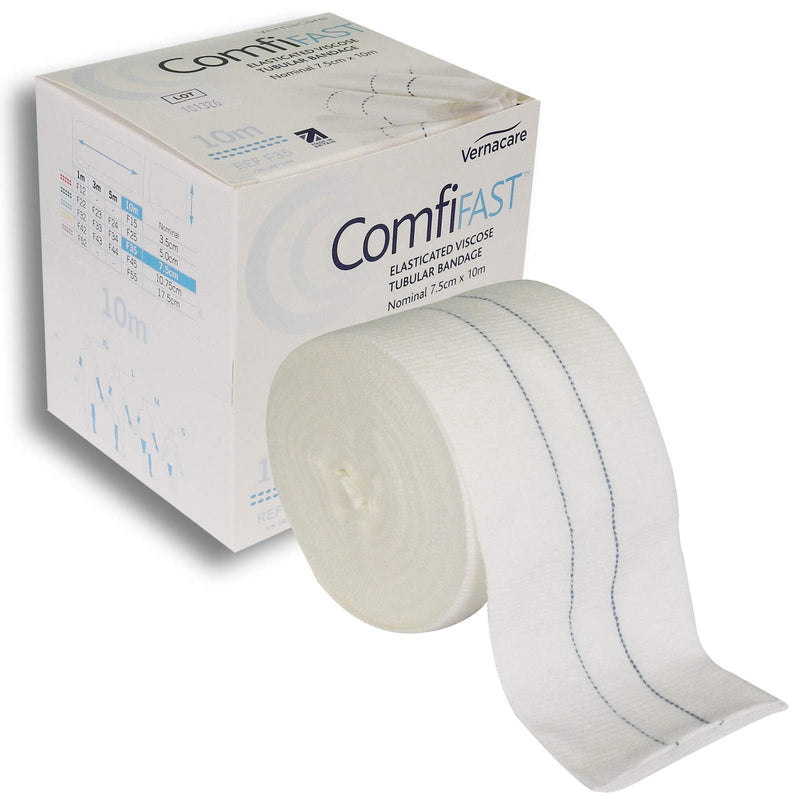 [Australia] - Comfifast Elasticated Tubular Stretch Viscose Bandage - for Large Limbs, Blue Line 7.5cm (for Limb Circumference 20-45cm) - 10m Roll Blue - (7.5cm) x 10m 