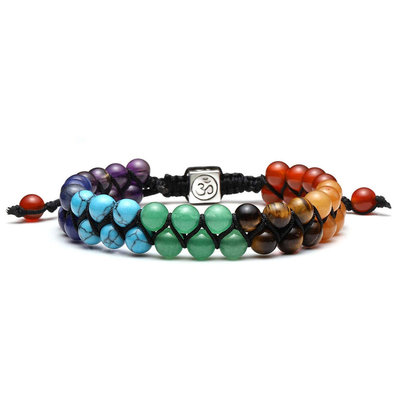 [Australia] - JSDDE 7 Chakra Healing Crystals Bracelet Womens Reiki Stone Rope Braided Gemstone Bracelet for Yoga Meditation Anxiety Relief 