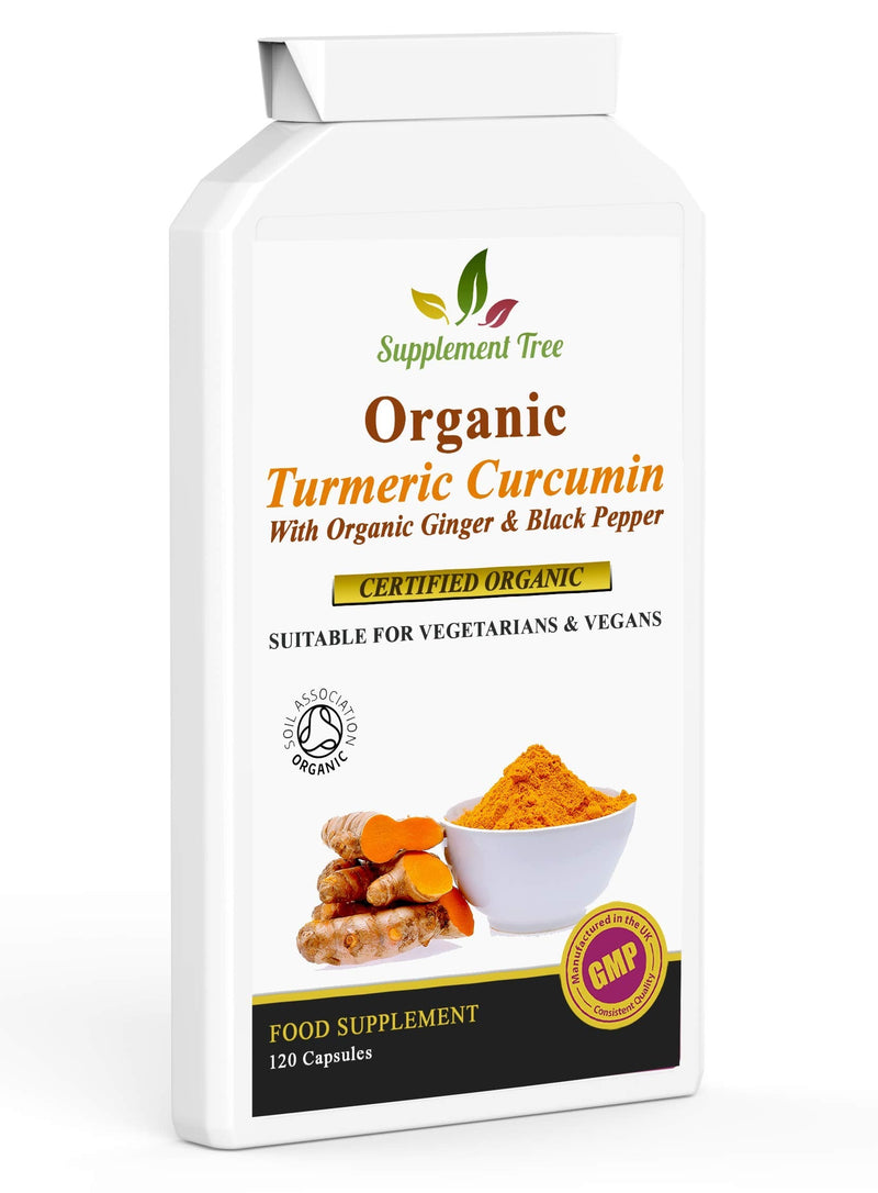 [Australia] - Organic Turmeric Curcumin with Organic Ginger & Black Pepper 120 Capsules | Highest Potency Tumeric Supplement | Soil Association Certified 