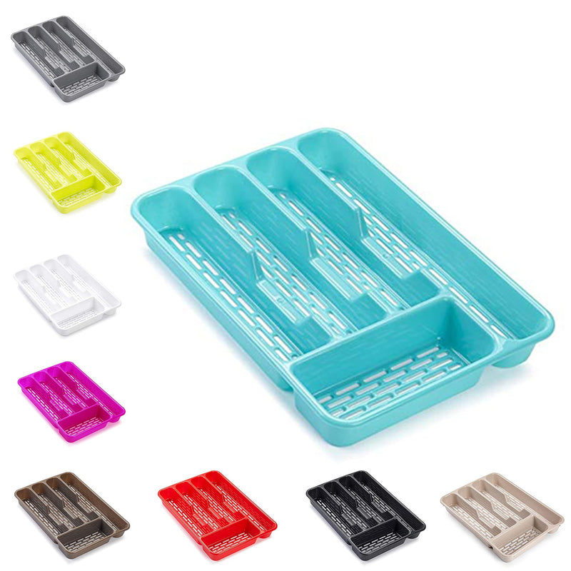 [Australia] - PLASTIFIC Large CUTLERY TRAY Flatware Organiser Strong Plastic Drawer Sliding Tidy (33 x 24 x 4.3, Turquoise) 33 x 24 x 4.3 
