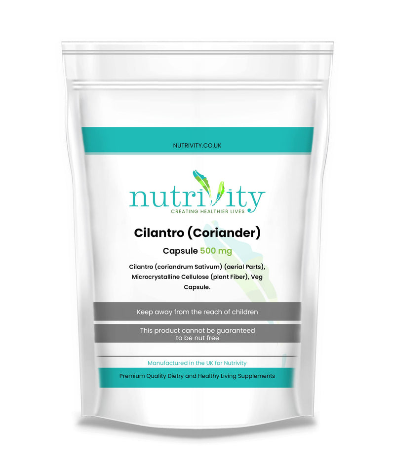 [Australia] - Heavy Metal Detox Supports and Aids Digestive Health Cilantro Coriander 500mg Vegan Capsule Antioxidant Healthy Skin Immune Health Manufactured in The UK by Nutrivity 30 Caps 