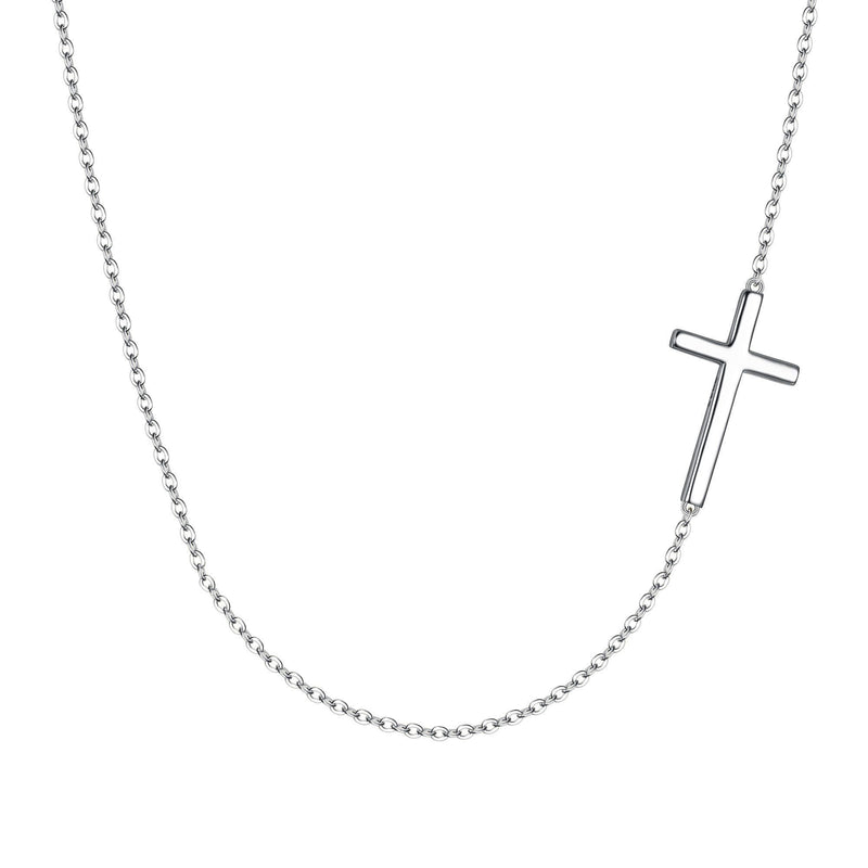 [Australia] - EVER FAITH 925 Sterling Silver Simple Tiny Dainty Sideways Cross Choker Necklace for Women Girls 