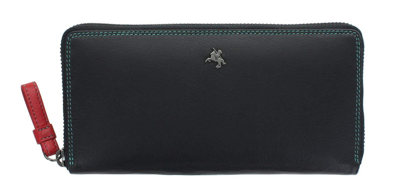 [Australia] - Visconti Spectrum Collection Violet Leather Zip Around Purse RFID SP79 Black 