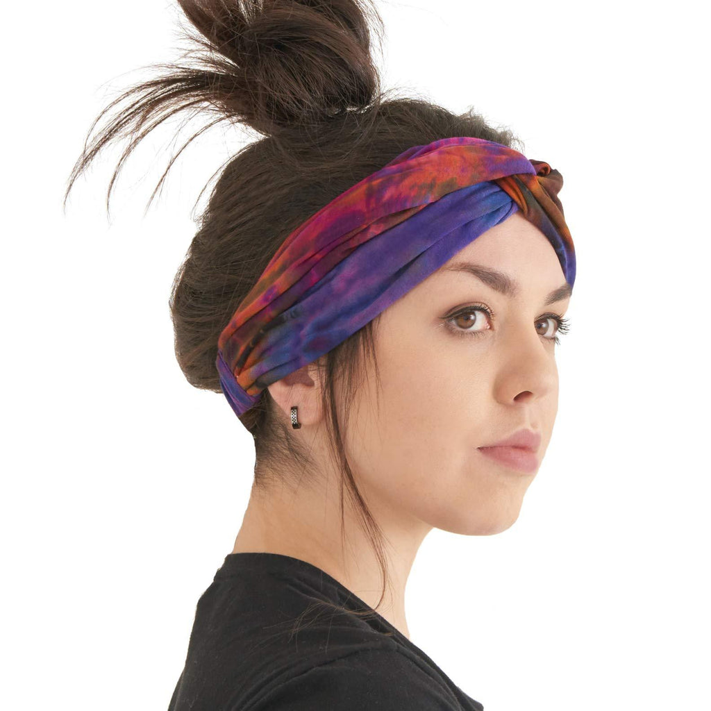 [Australia] - CHARM Womens Tie Dye Headband - Hippy Yoga Hair Band Twist Knot Turban Bandanas B 