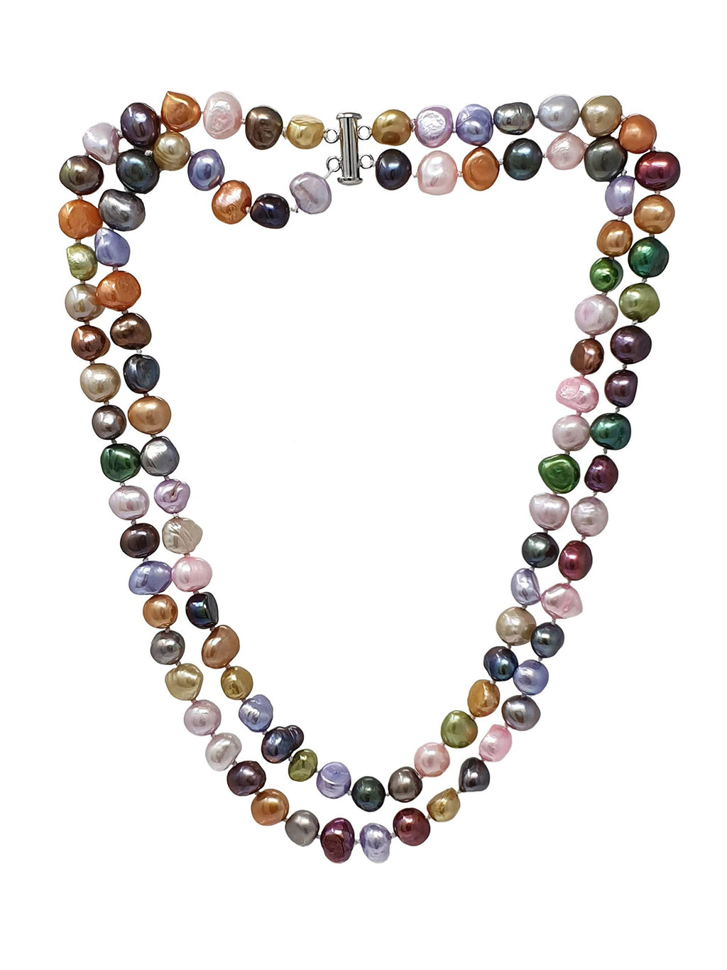 [Australia] - TreasureBay Stunning Two Rows 8-9mm Multicoloured Freshwater Pearl Necklace 