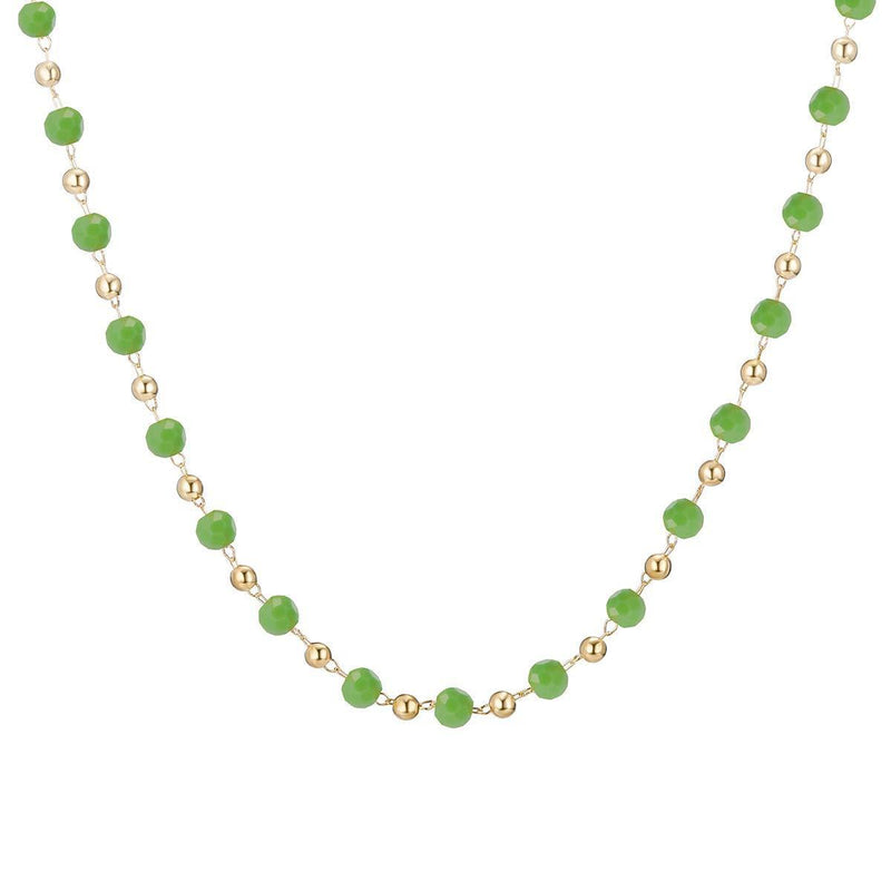 [Australia] - Ouran Choker Necklace for Womens,Gold Plated Colorful Crystal and Bead Adjustable Chain Necklace Gift for Mom,Friends Green Bead 