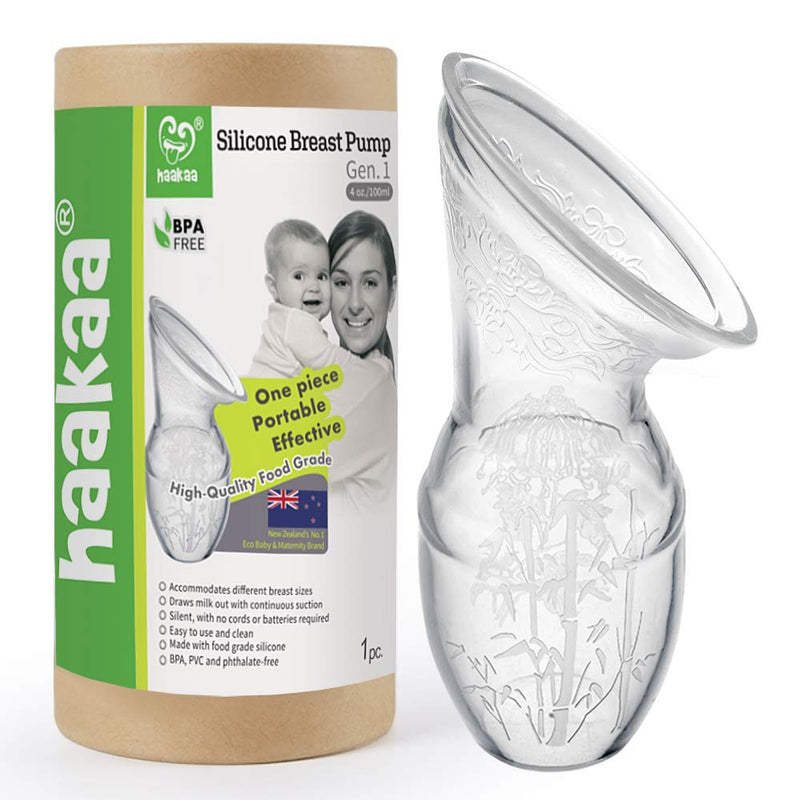 [Australia] - Haakaa Manual Breast Pumps Silicone Breastpump Breastfeeding Pump Milk Pump 100% Food Grade Silicone (4oz/100ml Without Lid) 1 Count (Pack of 1) 