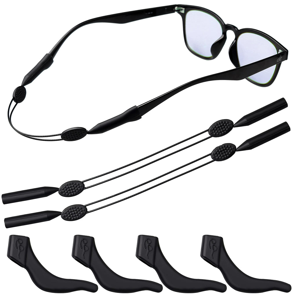 [Australia] - pengxiaomei 2 Pack Sunglass Holder Strap, Sports Glasses Strap with 4 Pcs Ear Hooks Anti Slip Sports Eyewear Retainer, Adjustable Universal Eyeglass Cord for Women Men 