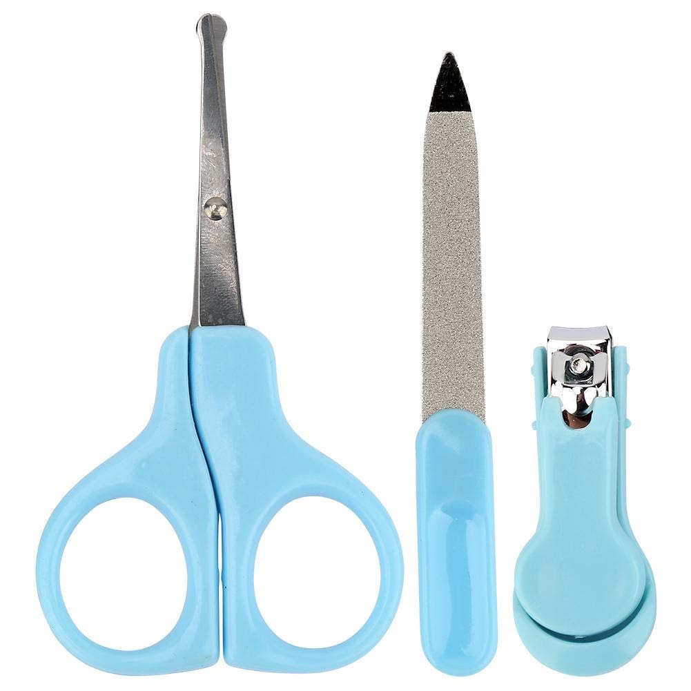 [Australia] - 3 in 1 Baby Nail Clipper Baby Grooming Kit, Baby Manicure Set with Nail Scissors Nail Clipper and Nail File for Newborn Toddler Toes Fingernails Care Trim Polish Kit(Blue) Blue 