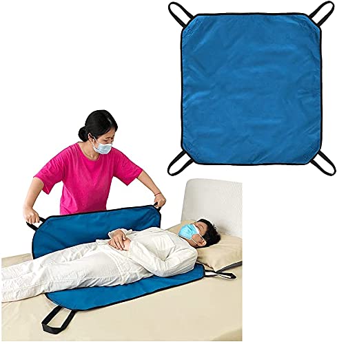 [Australia] - Transfer Board Slide Patient Lift Transfer Belts Lifting Seniors Disabled Positioning Pad Draw Sheet Hospital Bed Pads with Handles for Turning, Lifting & Repositioning (39" X 36") 4 Handle-blue 