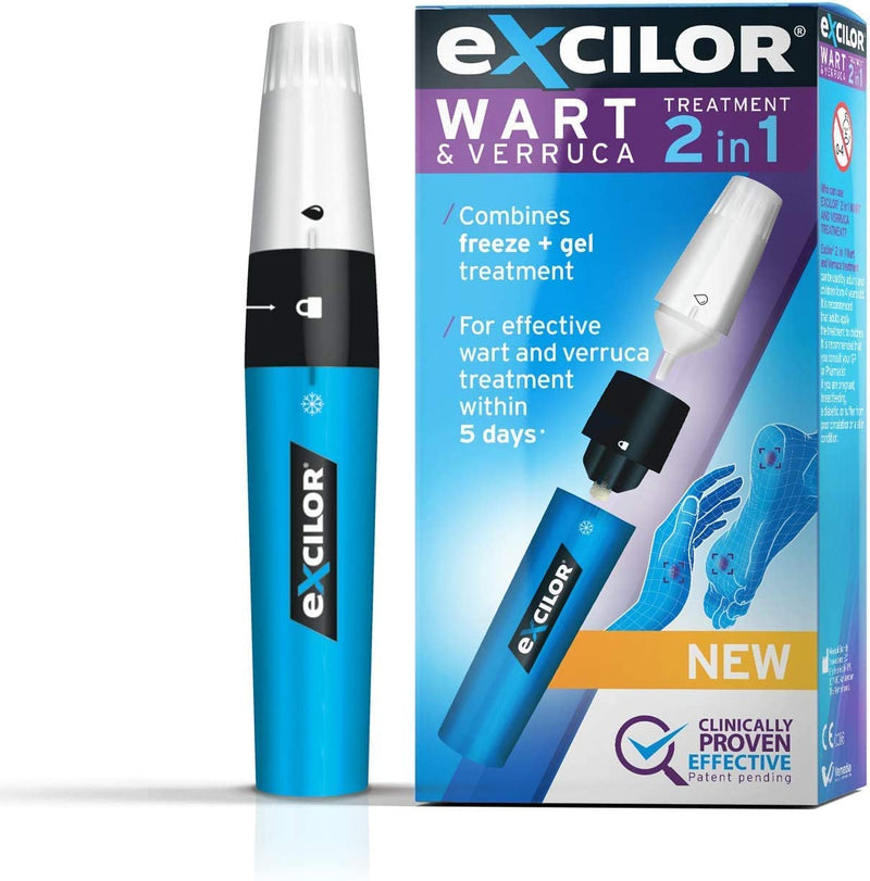 [Australia] - Excilor 2-In-1 Wart & Verruca Treatment, Dual Action Freeze & Gel, Effective Removal in 5 Days, Restores Beautiful & Healthy Hands & Feet 