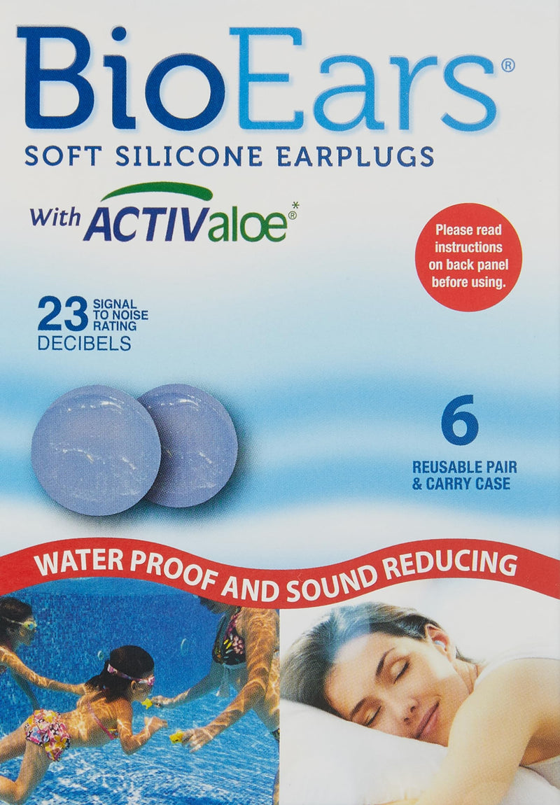 [Australia] - BioEars 41304 Soft Silicone Earplugs with ACTIValoe. Premium silicone. Protection from Water and Noise (6 pairs),Blue 6 pair (Pack of 1) 