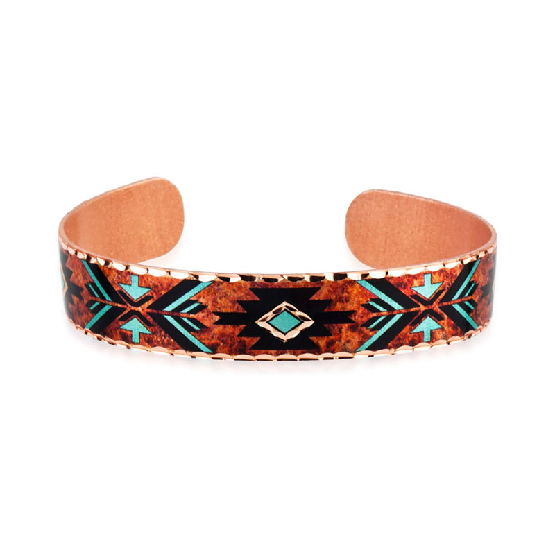 [Australia] - Maroon & Turquoise Copper Cuff Native American Bracelets, Artisan Handcrafted & Flame Painted Jewelry Arrowhead Bracelets, Vintage Style Solid Copper Cuff Bracelets, Makes Great Valentine's Day Gifts 