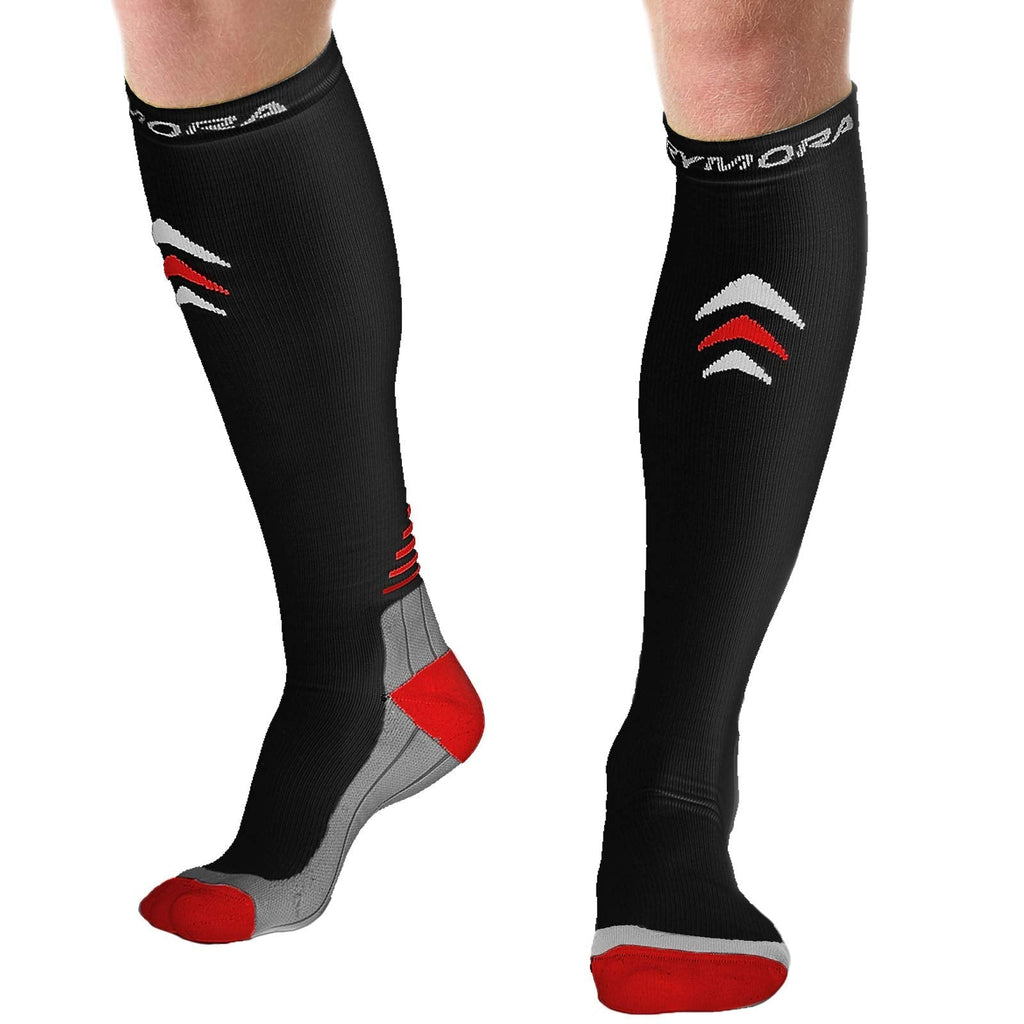 [Australia] - Rymora Compression Socks for Men and Women (Cushioned, Graduated Compression, Seamless) M Black 