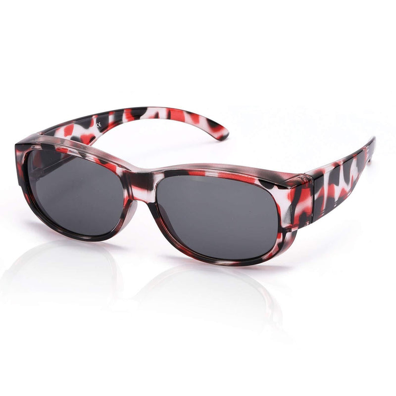 [Australia] - SIPHEW Fit Over Sunglasses Polarized Wrap Around Sunglasses for Glasses Wearer-Over Glasses Sunglasses 100% UV Protection Fitover Sunglasses-red Leopard 