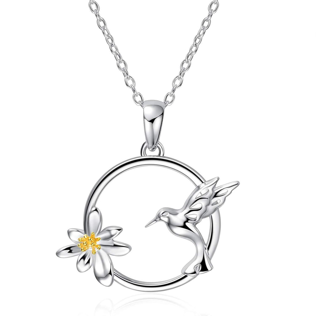 [Australia] - WINNICACA Hummingbird and Daisy Necklace s925 Sterling Silver Delicate Y Necklace for Women Gifts Yellow 