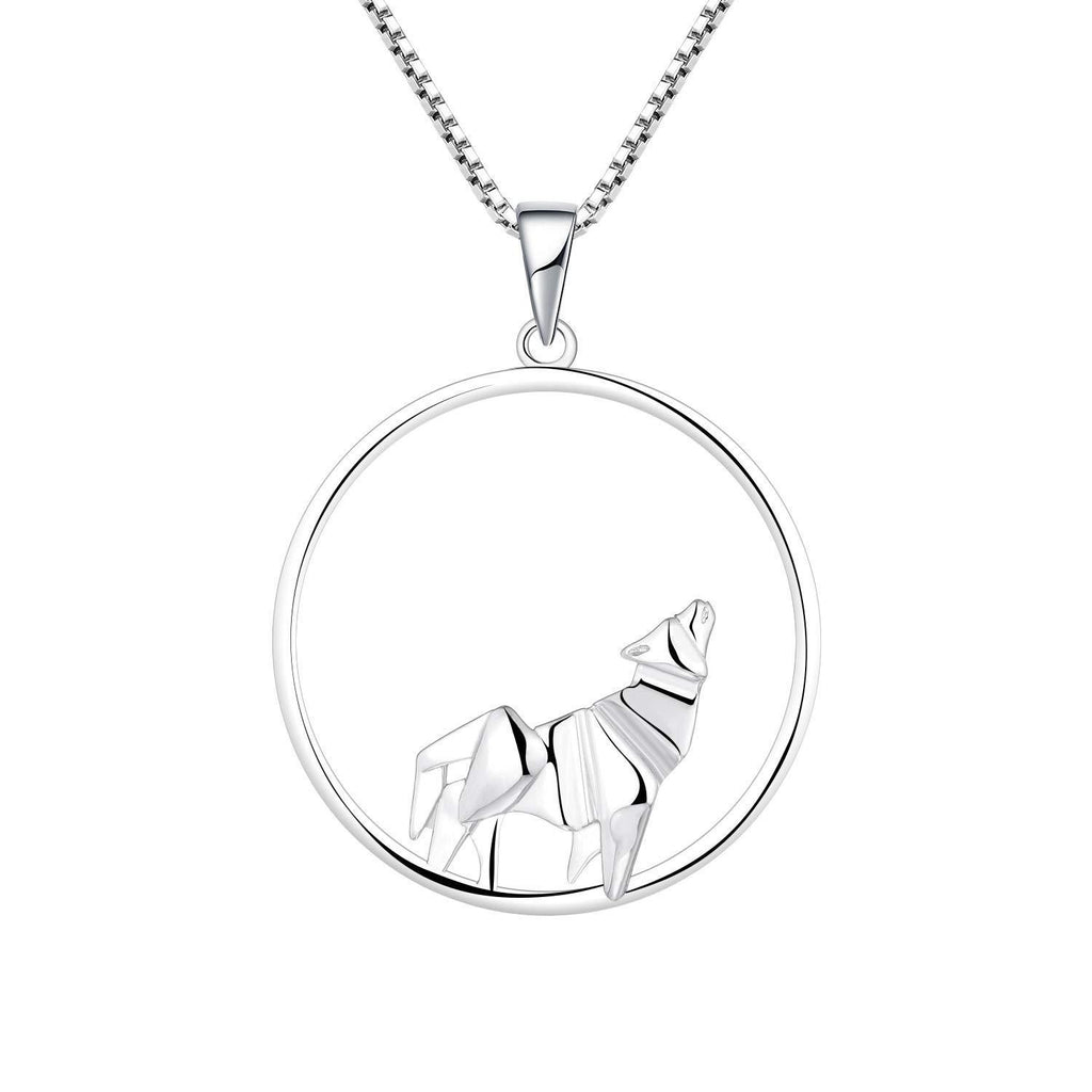 [Australia] - YL Wolf Necklace 925 Sterling Silver Animal Wolf Pendant Necklace Jewelry for Women Blue 