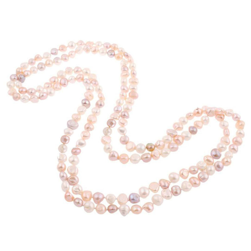 [Australia] - TreasureBay Women Freshwater Pearl Necklace made from 9-10mm Multi coloured Pearl 120cm Long 