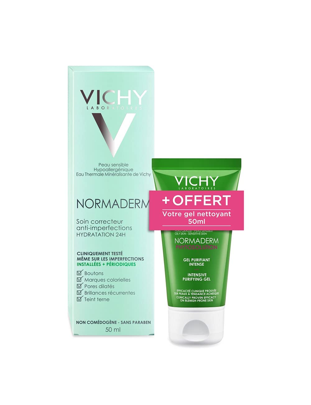 [Australia] - Vichy Normaderm Corrector Anti-Blemish Care 24H Hydration 50ml + Free Cleansing Gel 50ml 