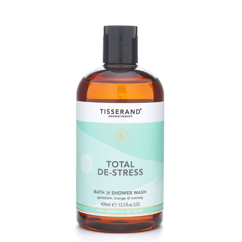 [Australia] - Tisserand Aromatherapy | Total De-Stress | Geranium Bath & Shower Body Wash With Nutmeg & Orange | Contains 100% Pure Nutmeg Essential Oil | 400ml 