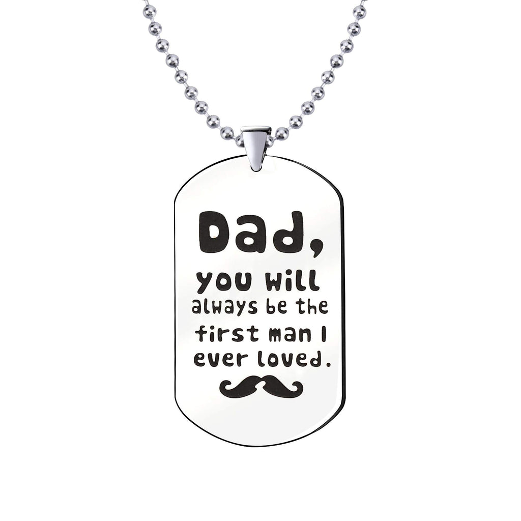 [Australia] - KENYG New Silver Stainless Steel Dog Tag Necklace For Father Dad Fathers Day Jewellery 